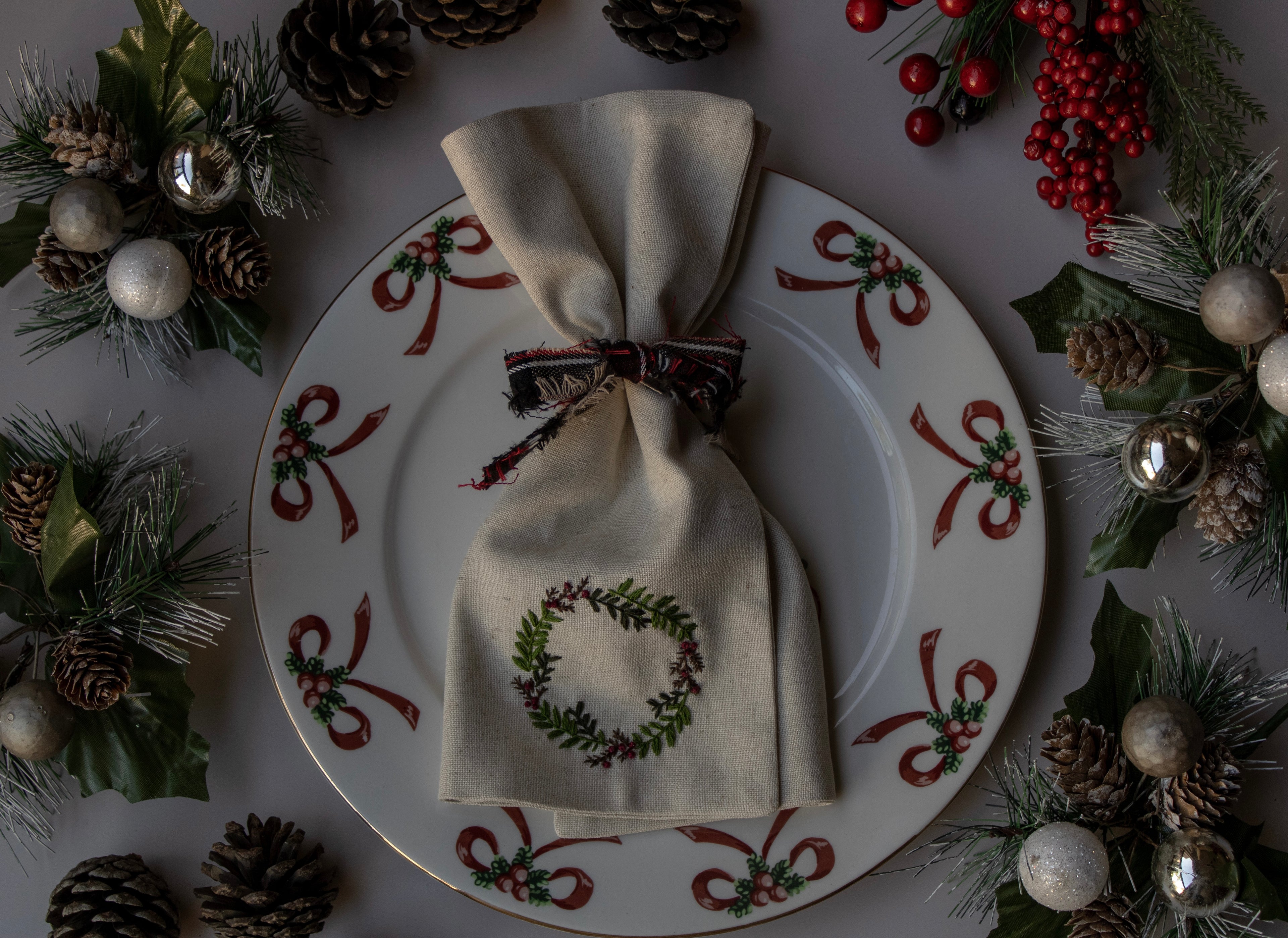 Servilletas de lino bordadas a mano