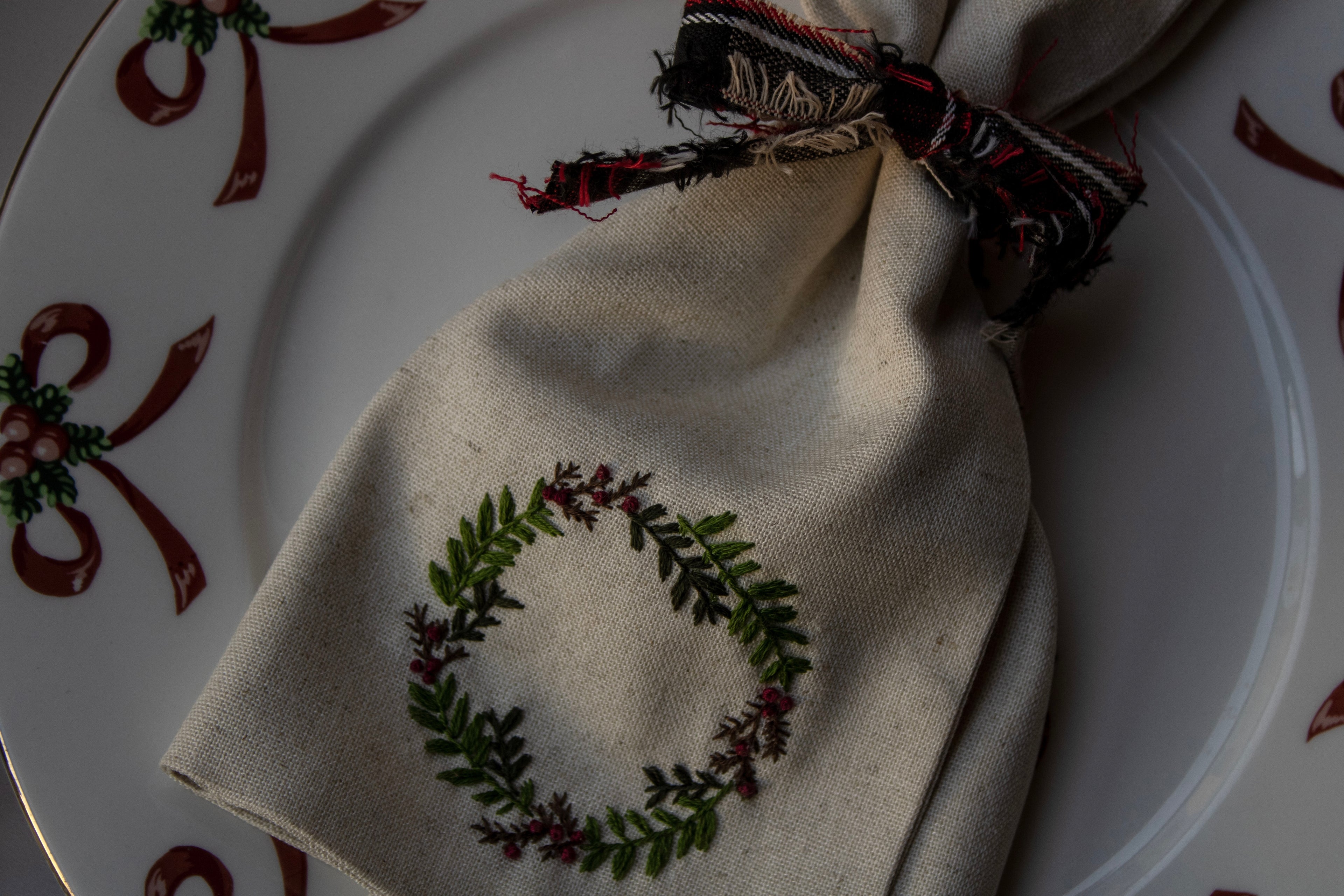Servilletas de lino bordadas a mano
