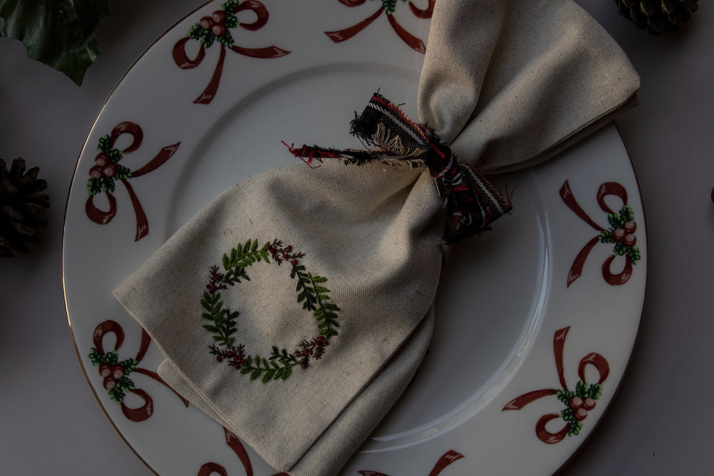 Servilletas de lino bordadas a mano