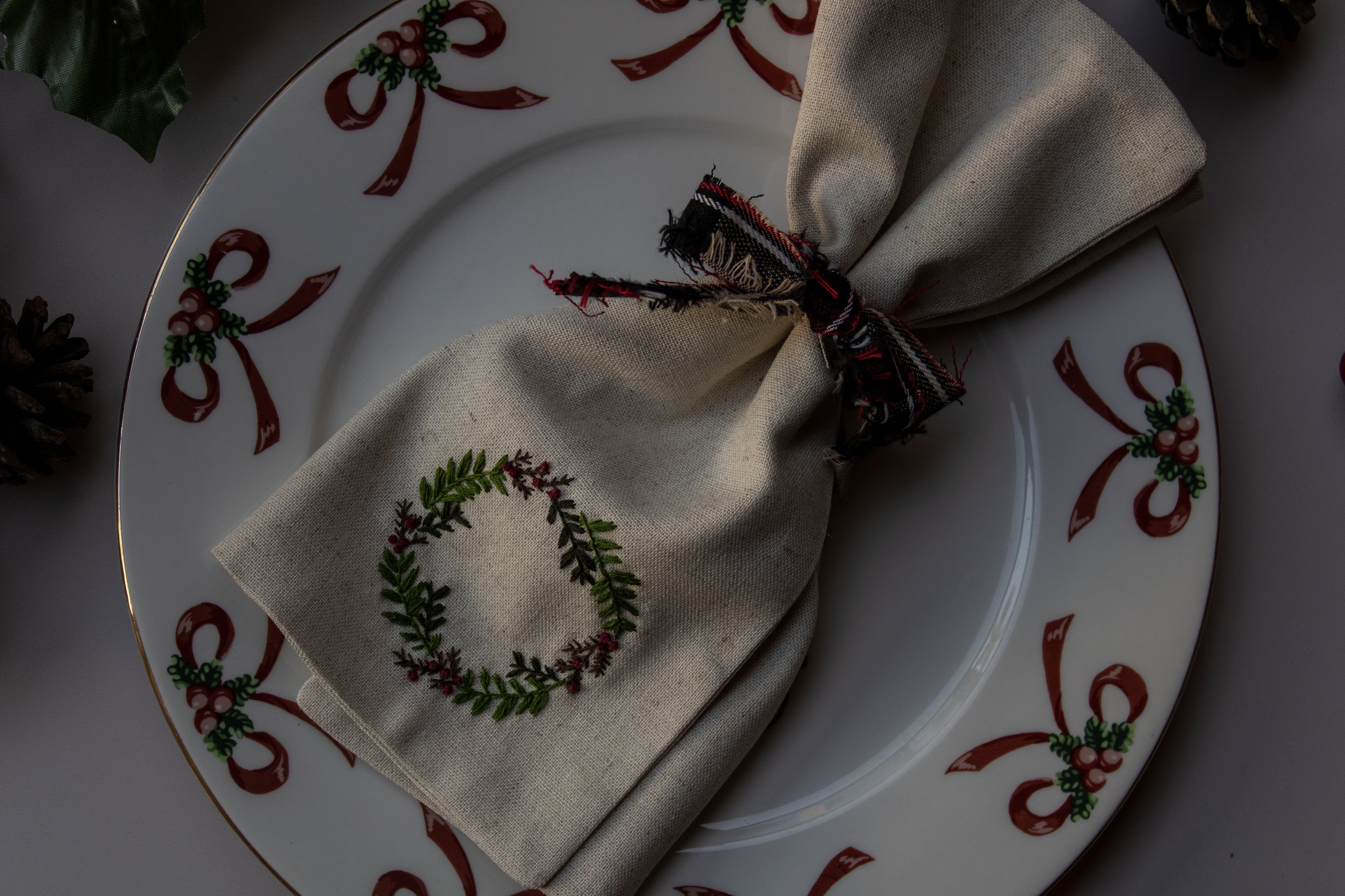Servilletas de lino bordadas a mano