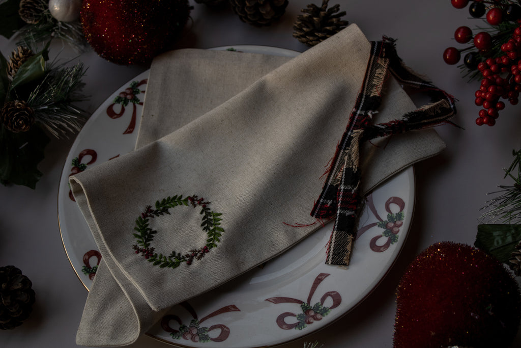 Servilletas de lino bordadas a mano